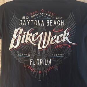 Harley Davidson Black Short Sleeve Tee with Daytona Beach Graphic